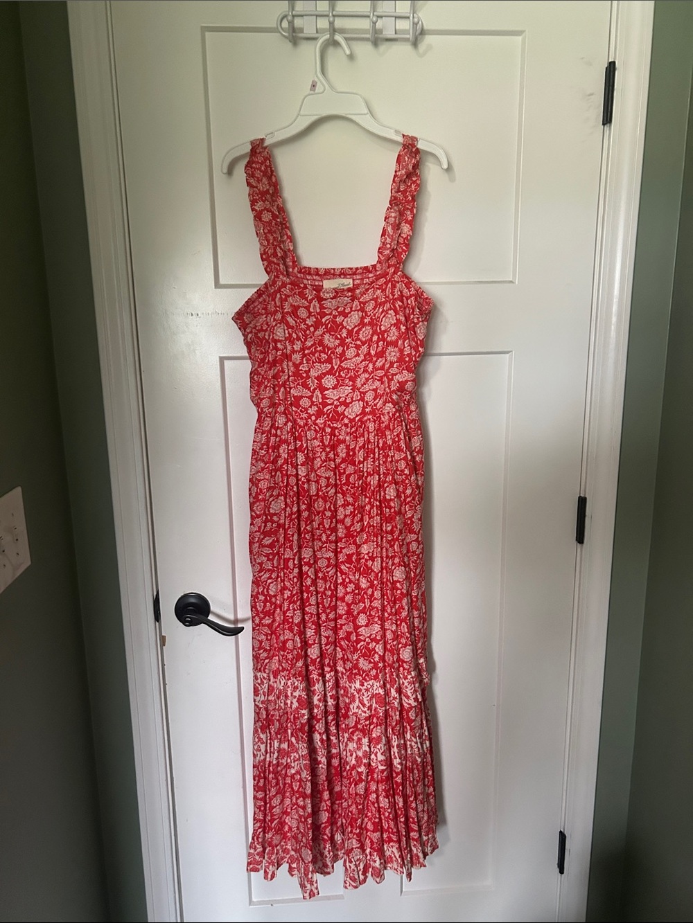 Universal Thread Red Floral Maxi Dress with Ruffled Straps